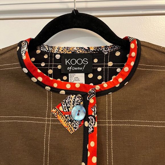 KOOS Of Course! Reversible Women's Jacket Size Small Polka Dot, Brown, Black, We - Picture 4 of 12